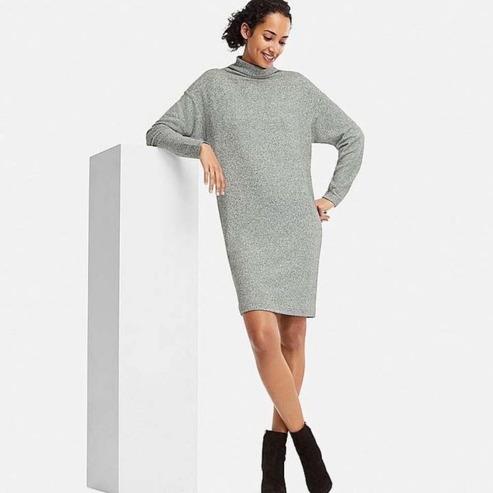 Uniqlo gray soft knitted fleece long dress